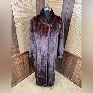 STUNNING RICHARD DONALD FULL LENGTH BROWN RANCH MINK FUR COAT JACKET SIZE 48